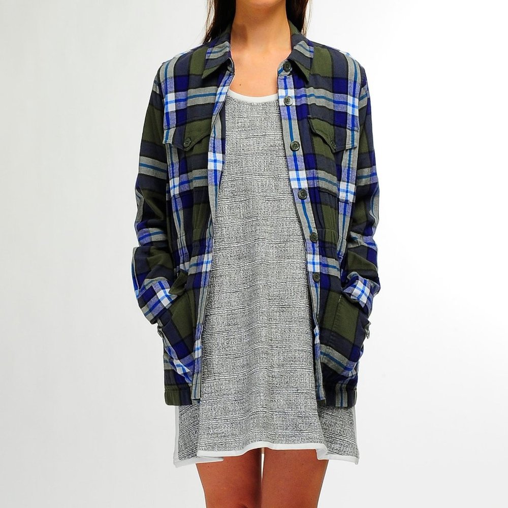 NWT ADDISON NYC Grey Cotton Blend Tweed Sleeveless A-Line Mini Dress S $188